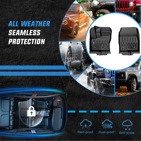 TPE Floor Mats for Ford Transit Connect with Vinyl Flooring and Posts Only 2014 2015 2016 2017 2018 2019 2020 2021 All Weather Custom Fit Heavy Duty Floor Liners