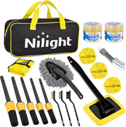 15PCS Car Detailing Kit Auto Cleaning Tools Wash Set with Storage Carry Bag Beginners Easy to Use for Interior Exterior Car Care Clean Windshield Dashboard Seat Air Vents Wheels Tires, Yellow