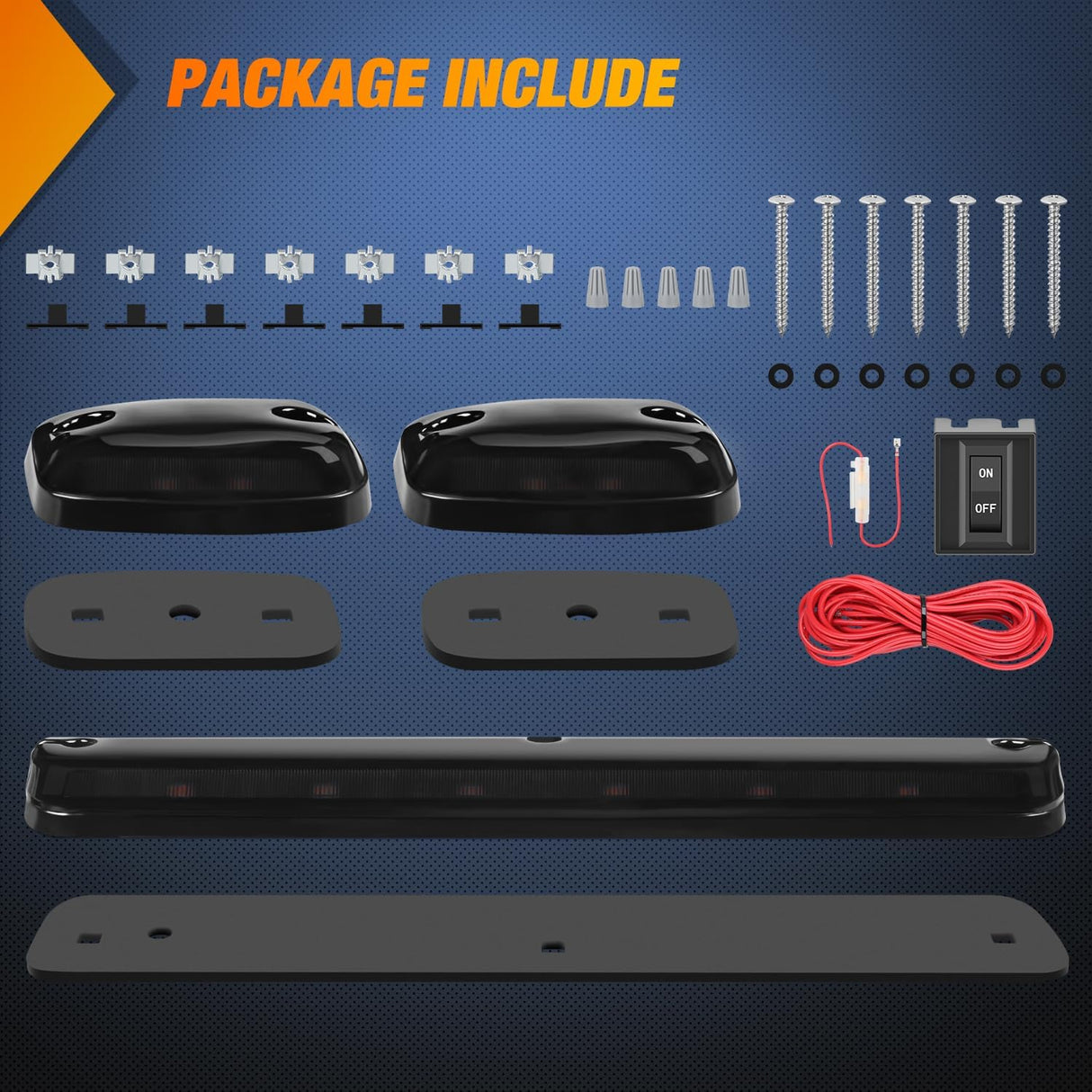 LED Cab Marker Lights 3 PCS Smoke Lens Amber Clearance Roof Running Light Compatible with 2007-2014 Silverado Sierra 1500 2500 3500 2500HD 3500HD