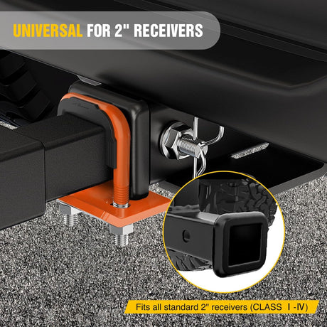 Trailer Hitch Tightener for 2 Inch Trailers Hitches Mount Anti Rattle Heavy Duty Steel with Rubber Cover Orange U Bolt Glossy Coating Plate Electrophoresis Anti-Rust Triple Protective
