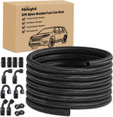 10AN 20FT CPE Fuel Hose Kit with 12PCS AN10 Fitting&Hose Separator | CPE Nylon Stainless Steel Braided Oil Gas Diesel Fuel Hose End Fitting Kit for Transmission Oil Cooler Vacuum Lines