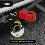 Aluminum Soft Shackle Hitch for 2 Inch Receiver 35274 Lbs Break Strength with Lock Pin 1.35 in Oversize Smooth Hole for Large Soft Shackles Off-Road Towing Accessory for Trucks SUV (Red)