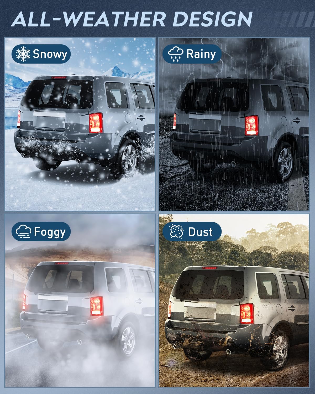 Taillight Assembly Compatible with 2009 2010 2011 2012 2013 2014 2015 Honda Pilot Red Clear Tail Lights Rear Lamp Replacement OE Style Passenger Side w/Bulbs