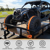 Wheel Chock Tie Down Kit 4500lb Break Strength 4Pcs E-Track Ratchet Straps 8 Pcs Heavy Duty Trailer Tire Straps System for ATV, UTV, Lawn Mower,SXS 10 in-30 in Diameter Tires Orange