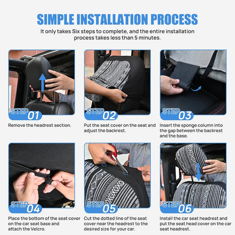 Car Seat Covers 2PCS Black Stripes Baja Saddle Blanket with Shoulder Pads Breathable Washable Striped Woven Airbag Compatible Universal for Cars SUV Truck Front Seat