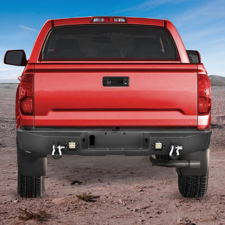 Front Bumper Nilight Rear Step Bumper for 2014 2015 2016 2017 2018 2019 2020 2021 Toyota Tundra Full Width Pickup Truck Rear Step Textured Black Steel with 2X Upgraded 18W LED Lights D-Rings, 2 Years Warranty