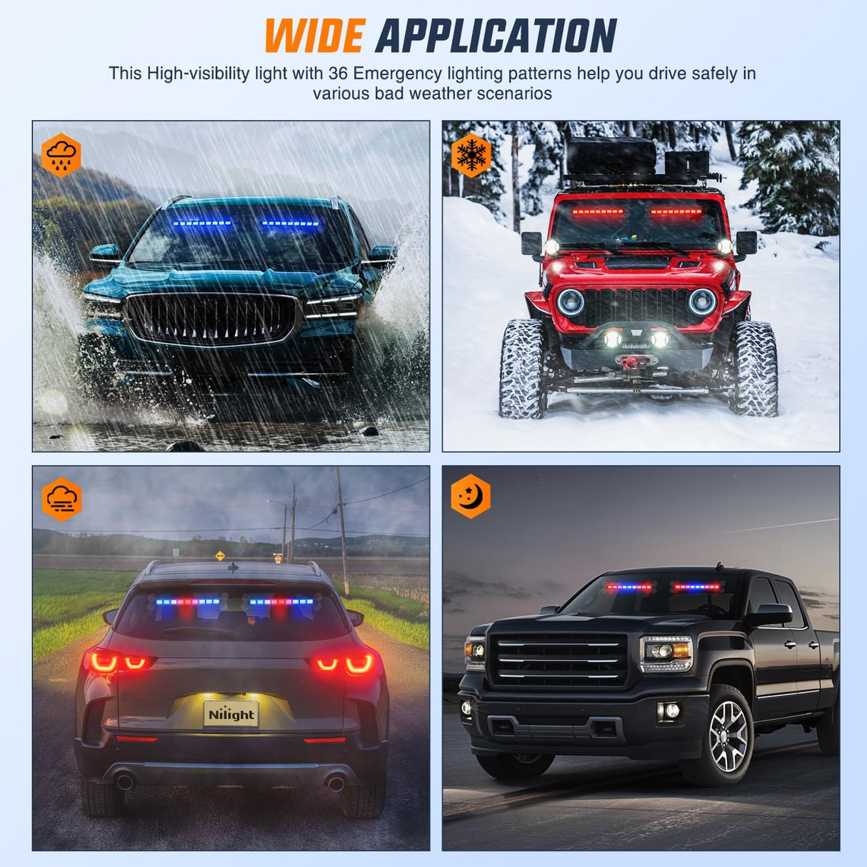 162 LED Traffic Advisor Strobe Light Bar 2-in-1 Red Blue Emergency Warning Hazard Lights with Controller 4 Switchable Color 36 Flash Pattern for Trucks Cars Tow Plow Construction Vehicles