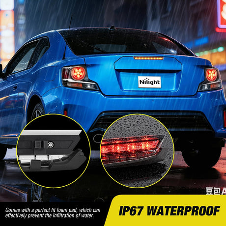 Third Brake Light Tail High Mount 3rd Stop Lights Smoked Lens Compatible with Toyota Scion tC 2011 2012 2013 2014 2015 2016 Van SUV Rear Center Cab Lamp