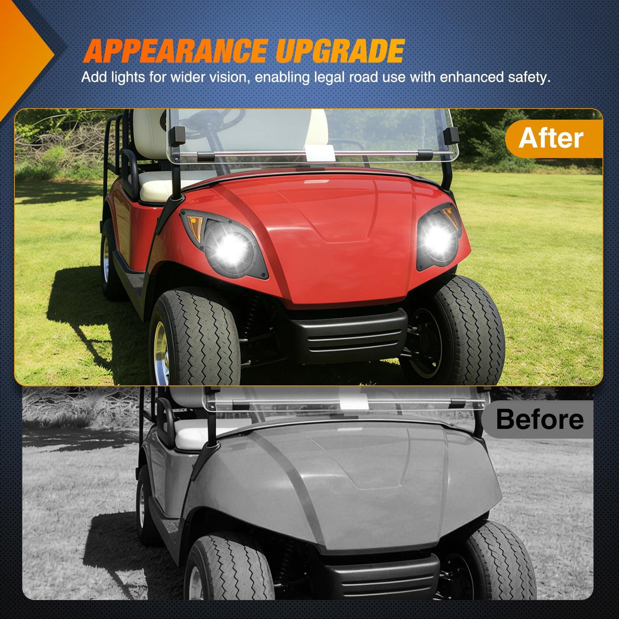 Golf Cart LED Headlights 2PCS 12V Turn Signals Yamaha Drive G29 | High Brightness Waterproof Plug and Play Running Light Upgrade Easy Installation for 2007-Up Yamaha Drive G29 Electric Carts