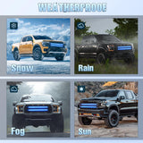 2PCS 24 inch Truck Grille Strobe Lights Strip 384 LED Emergency Light Blue Flexible Side Flashing Warning Caution Safety Waterproof Lighting Kit for Trucks Tow Plow Construction Vehicles