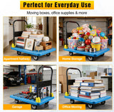 Heavy Duty Platform Cart 1100 lbs Push Cart Dolly with 5 Inch TPR Wheels 35.4 x 23.6 Inch PP Deck Flatbed Cart Platform Truck for Home Garage Warehouse Use Black