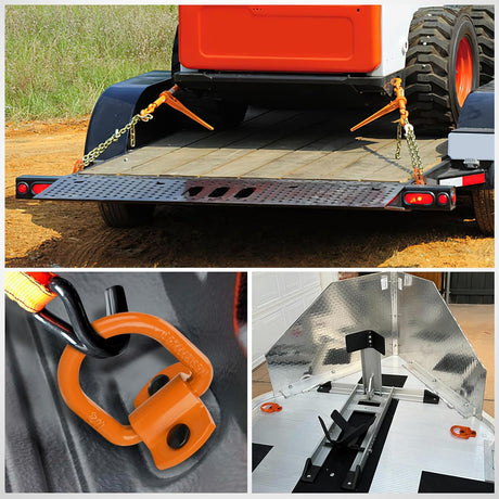 4 PCS D Ring Tie Down Anchor 1/2 Inch Heavy Duty Rings with Screws Bolts on Trailer Truck Bed Cargo 12000 Lbs Break Strength Hook Orange