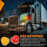 34 LED Dual Face Watermelon Light 2PCS Amber and Red Clear Lens Auxiliary Side Marker Clearance Turn signal Brake Pedestal Lights IP68 Waterproof for Trailer Semi Trucks Pickup Camper RV