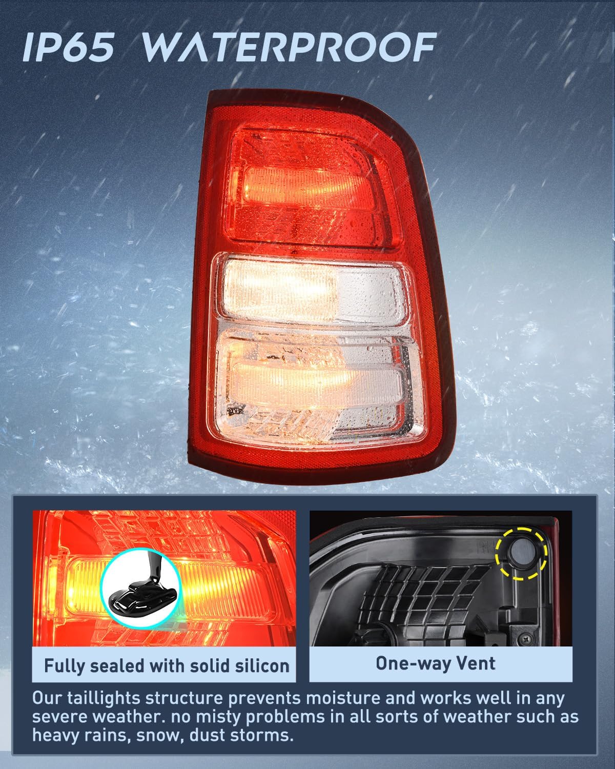 Taillight Assembly Compatible with 2019 2020 2021 2022 2023 Dodge Ram 1500 Tail Light Replacement OE Style Driver Side and Passenger Side with Bulbs