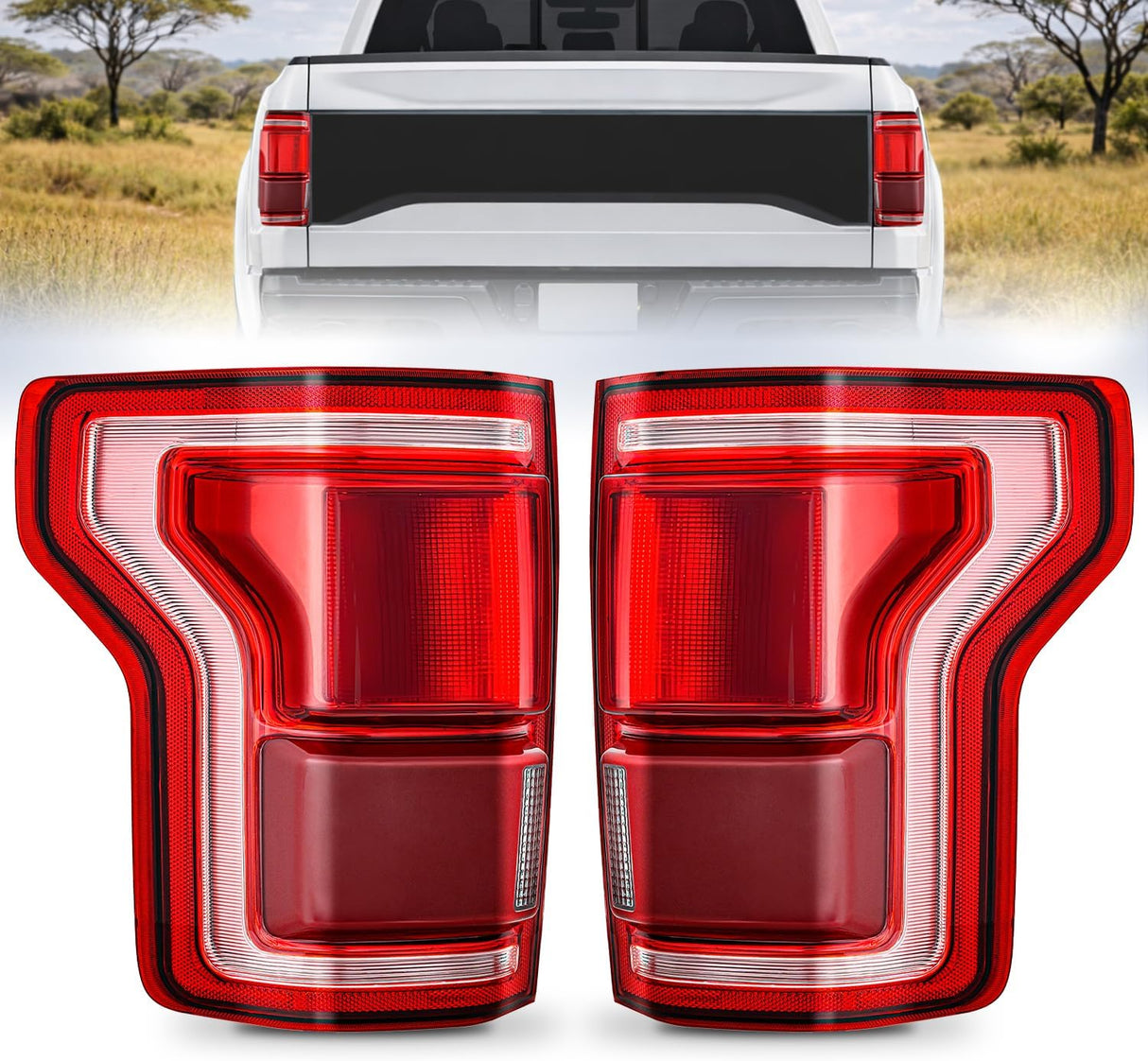 Taillight Assembly Compatible with 2015 2016 2017 Ford F150 Rear Tail Light with Blind Spot Lamp Replacement LED OE Style Module NOT Included Drive and Passenger Side