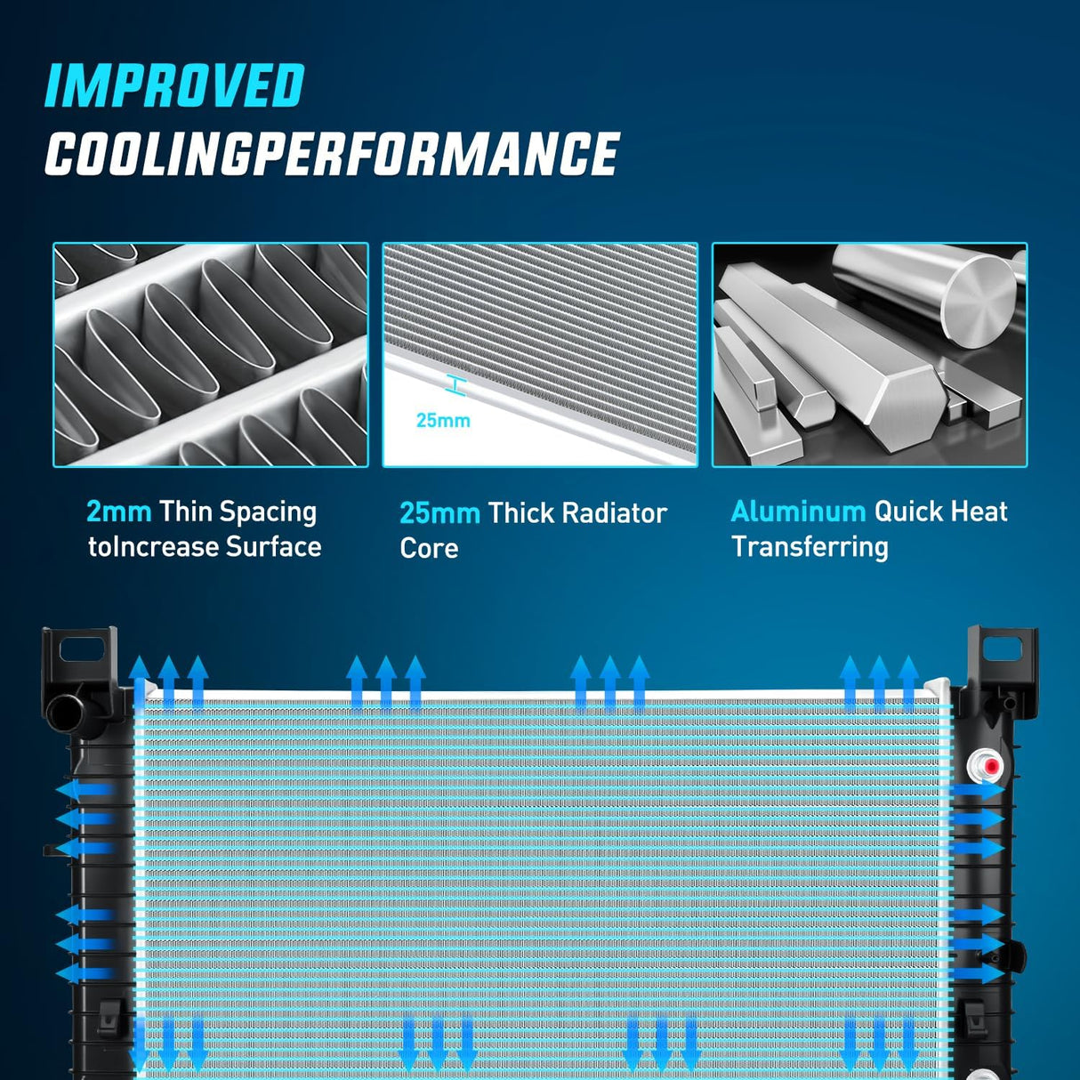 28 Inch Radiator for Chevrolet Silverado GMC Sierra 1500 2500 Yukon XL Cadillac Escalade Automatic Trans 1999 2000 2001 2002 2003 2004 2005 2006