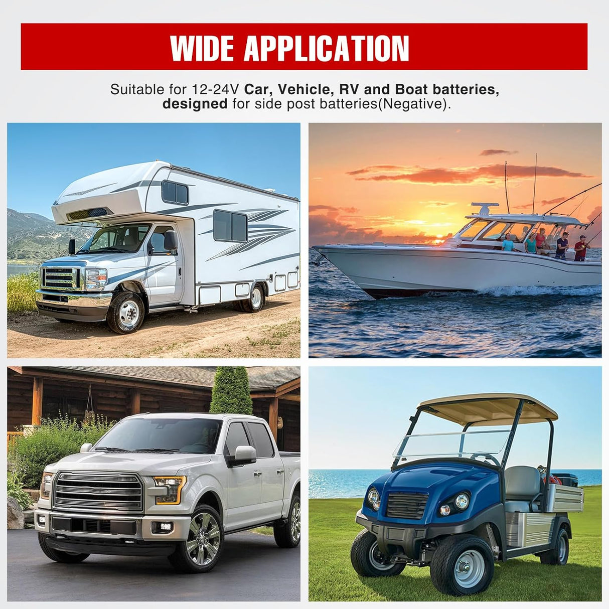 Side Post Battery Switch Heavy Duty 12DVC 125A Negative Kill Power Master Cut Off Isolator with Knob Quick Disconnect for Car Auto Truck Boat RV ATV