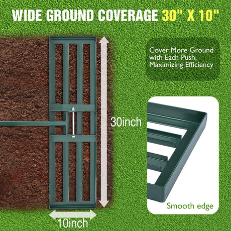 Lawn Leveling Rake 30 Inch for Soil Yard Leveling Rake with 30 Inchx10 Inch Ground Plate 72 Inch Steel Handle Effort-Saving Heavy Duty Ground Leveler Tool for Backyard Garden Farm Golf Course Landscaping