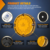 Tail Lights 2PCS 7Inch Round 47LED Amber Reflex Lens | IP67 Waterproof Marker Clearance Turn Signal Running Taillights for Trailer Truck Pickup Camper RV Bus