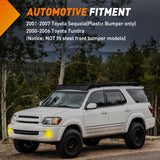 Fog Lights Assembly Compatible with 2001 2002 2003 2004 2005 2006 2007 Toyota Sequoia 2000-2006 Tundra(NOT fit steel front bumper models) w/9006 12V 51W Bulbs Amber Lens