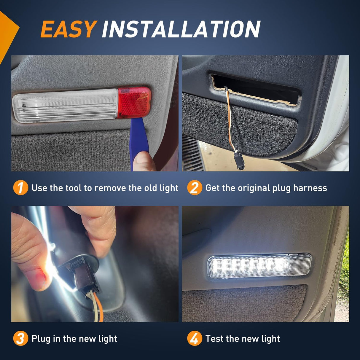 2PCS LED Interior Door Panel Light Courtesy Warning Lights White Beam Plug and Play Compatible with Chevy GMC C/K Silverado Sierra 1500 2500 3500 HD Suburban Cadillac Escalade Hummer H2