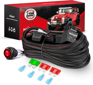 Wiring Harness Kit Nylon 12 AWG 2 Leads 12 V On Off Switch Power Relay Blade Fuse for LED Light Bar Off Road Lights on Cars Jeep Boat Trucks