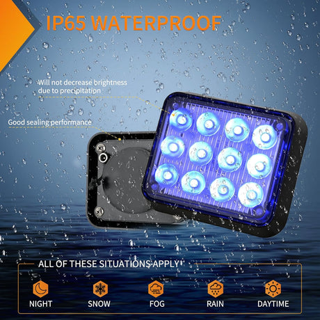 12LED Magnetic Wireless Trailer Lights 2PCS Rechargeable Portable Hazard Beacon Warning Light Blue Emergency Strobe Light for Trucks Trailers Vehicles Cars Bus Surface Mount