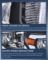 LED DRL Headlight Assembly Compatible with 2014 2015 2016 2017 2018 2019 2020 2021 Toyota Tundra Clean Lens Black Housing Amber Reflector Clear Lens Headlamps Replacement