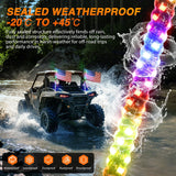 RGB LED Whip Light 2PCS 4FT Spiral Antenna Whips | APP and Remote Control with DIY Chasing Patterns Turn Signal Brake Reverse Functions and Spring Base for ATV UTV RZR and Jeep