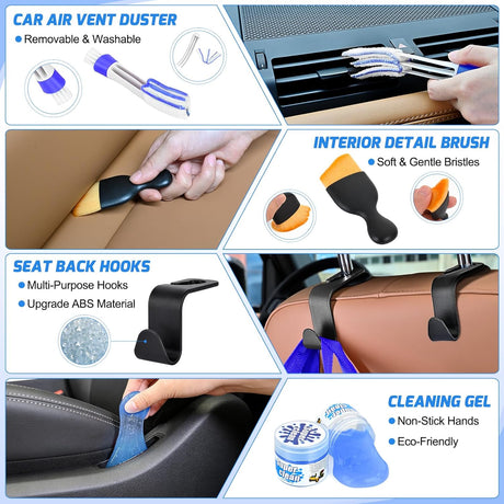 Automotive Tools 52PCS Car Detailing Kit Auto Cleaning Tools Wash Set with Storage Carry Bag Home Use for Interior Exterior Deep Clean Polish Car Care Windshield Dashboard Seat Air Vents Wheels Tires, Blue