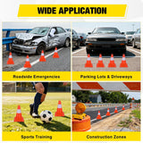 18 inch Traffic Safety Cones, 8  Pack Durable PVC Orange Cones with Reflective Collars for Road Safety, Parking, Construction Work, Sports Training
