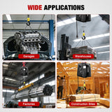 3-in-1 Electric Hoist Winch, 1100LBS 1500W Portable Power Winch Crane with Manual Wired Wireless Remote Control, 110V Electric Winch 25FT Lifting Height for Garage Warehouses Factories, Black