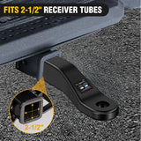 Trailer Hitch Ball Mount Fits 2-1/2 Inch Receiver Square | with 5/8 Inch Hitch Pin Clip 15000 lbs 2 Inch Drop 1/2 Inch Rise, 1-1/4-Inch Hole, Gloss Black Powder Coat