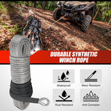 Synthetic Winch Rope Kit 3/16 Inch x 50 Feet - 6000 lbs Cable Line With Protective Sleeve, 13500 lbs Hook, Stopper for 4WD Off Road Vehicle UTV ATV SUV Truck, Grey