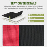 Golf Cart Front Seat Cover 1PC Red Black Yamaha Drive G29 Drive2 | Breathable Sun Scratch Resistant Washable No Staple Fits 2007-2016 Yamaha G29 2017-2026 Drive2 2004-2019 Club Car Precedent
