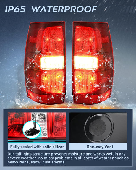 Taillight Assembly Compatible With 2007 2008 2009 2010 2011 2012 2013 2014 Chevy Chevrolet Tahoe Suburban Tail Lights Rear Lamps Replacement Driver and Passenger Side Red