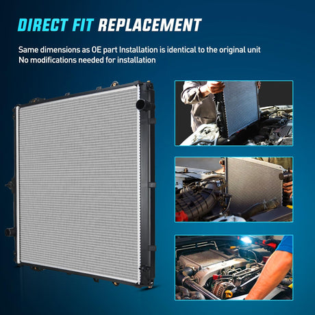 Radiator for Toyota Tundra 2007-2014 2015 2016 2017 2018 2019 2020 V8 5.7L, Sequoia 2008 2009 2010 2011 2012 2013 V8 4.6L, Replace# 13549