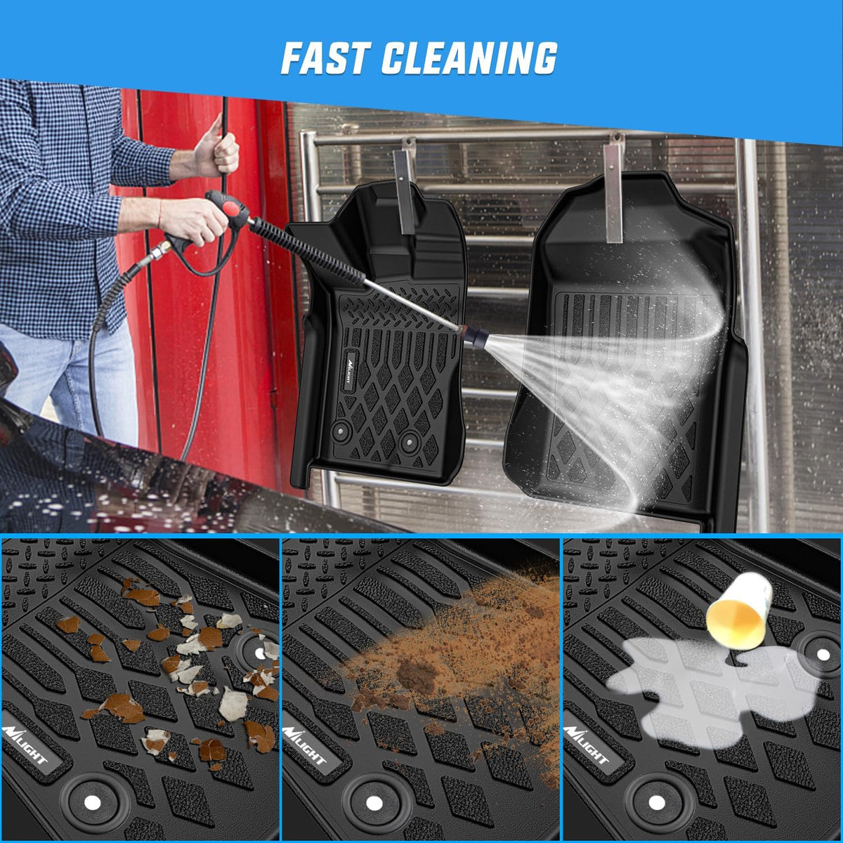 TPE Floor Mats for Ford Ranger SuperCrew Cab 2024 2025 2026 | All Weather Custom Fit Heavy Duty Floor Liners