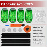 LED Safety Light 4PCS Green Marine Navigation Bike Tail Lights Three Modes Waterproof Reflective Gear Clip On Flash Strobe Indicator Lamp for Night Boating Fishing Cycling Jogging