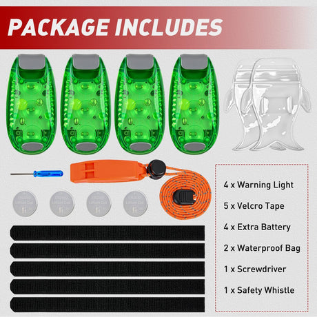 LED Safety Light 4PCS Green Marine Navigation Bike Tail Lights Three Modes Waterproof Reflective Gear Clip On Flash Strobe Indicator Lamp for Night Boating Fishing Cycling Jogging