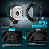 7 Inch LED Offroad Driving Lights High Low Beam 2 PCS 80W Round White Light Side Shooter Spot Flood Fog Light Pod w/ 16 AWG DT Connector Wiring Harness Kit for Jeep Truck ATV UTV SUV