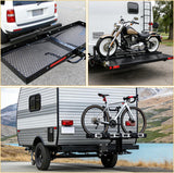 Adjustable RV Bumper Hitch Receiver, Height & Width Adjustable Trailer Hitch Adapter, 2 Inch Receiver for RV Bumper, Heavy Duty Steel RV Hitch for Cargo Carrier, Bike Rack & Trailer Towing