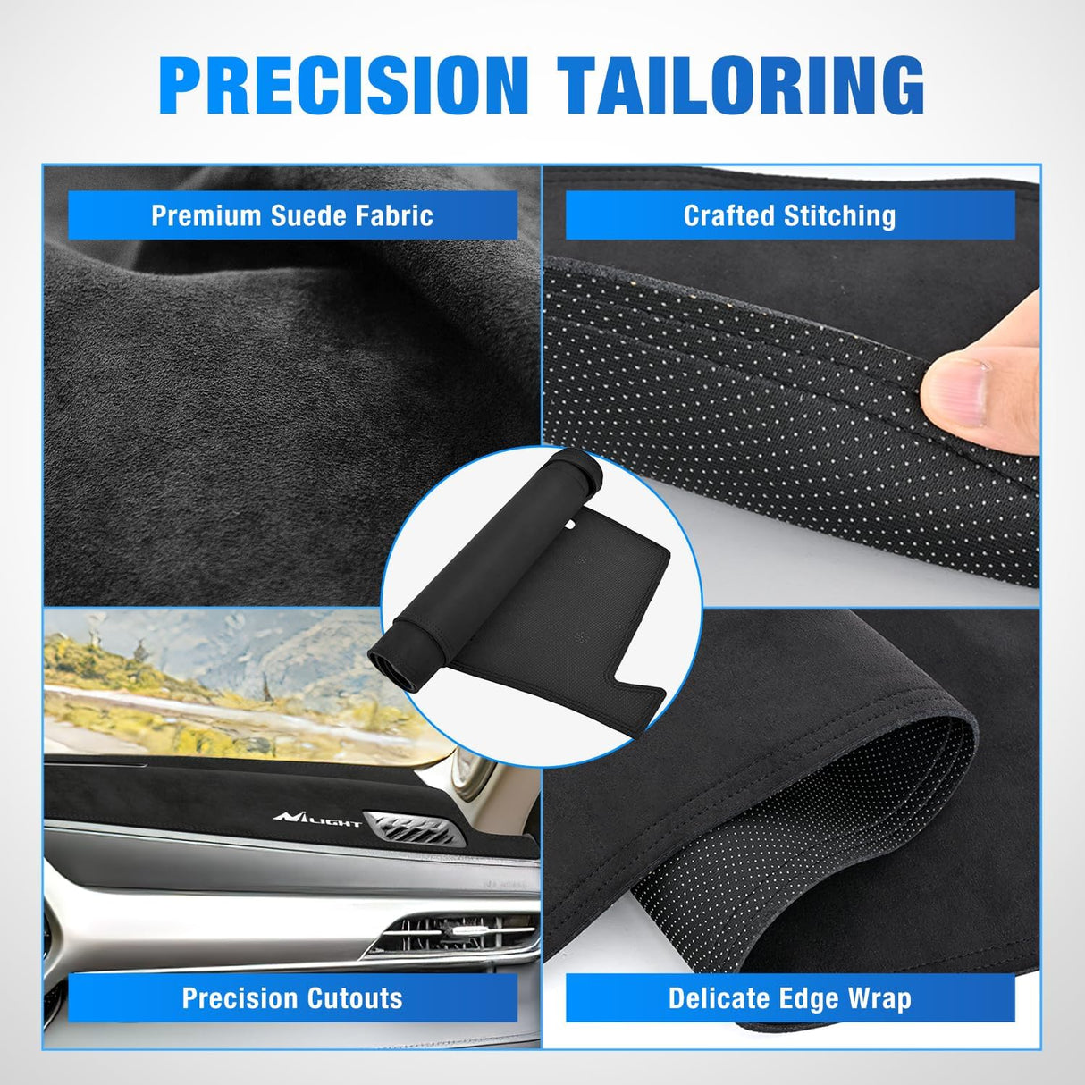 Dash Cover for Toyota Highlander 2020-2023, Custom Fit Suede Mat | Non-Slip Backing, Reduce Sun Glare and Protect the Dashboard from UV Exposure