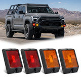 Side Marker Light 4PCS Square 3LED Red Amber Front Rear Clearance Indicator Lights Reflective Lens Surface Mounted Waterproof for 12V Truck Trailer RV Boat