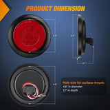 Trailer Tail Lights 2PCS 4Inch Round 32LED Red Halo Ring | Grommet Mount IP67 Waterproof Marker Clearance Stop Brake Turn Running Taillights for Trailer Truck Pickup Camper RV