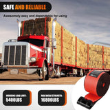 Truck Straps 4 Inch x 30' Heavy Duty Tie Down with Flat Hooks | 16800LBS Break Strength & 5400LBS WLL for Flatbed Trailer Cargo Control Recovery Tree Saver 10 Pack Red