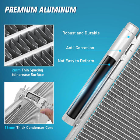 AC Condenser Compatible with Honda Odyssey EX EX-L LX Touring Elite SE 6 Cyl 3.5L 2011-2017 Air Conditioning A/C Condenser with Receiver Drier Replace# 3892, ACA84659, HO3030155, 80110TK8A01