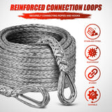 Winch Rope Synthetic Winch Rope Extension 3/8 Inch x 50 Feet 25,000 Lbs ATV Winch Extension Cable Replacement Tow Ropes Line for Off Road Vehicle Polaris ATV UTV Truck SUV Jeep, Grey