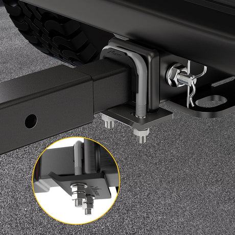 Trailer Hitch Tightener for 2 Inch Trailers Hitches Mount Anti Rattle Heavy Duty Steel with Rubber Cover Gray U Bolt Matte Black Plate Electrophoresis Anti-Rust Triple Protective