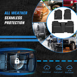 Floor Mats for Chevy Silverado GMC Sierra 1500 Crew Cab 2014-2018, Chevrolet Silverado Sierra 2500HD 3500HD 2015 2016 2017 2018 2019 All Weather Custom Fit Heavy Duty Floor Liners